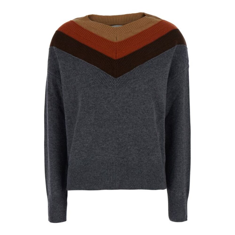 Jucca Women Gray Sweater With Triple Neck And Ribbed Trims In Wool For Women